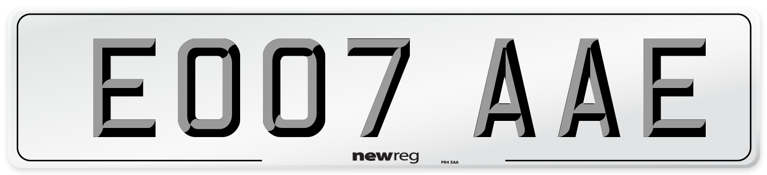 EO07 AAE Number Plate from New Reg